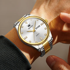 OLEVS 3621 Minimalist Diamond Quartz Watch for Men - All Gold Watch | Olevs Watch Store