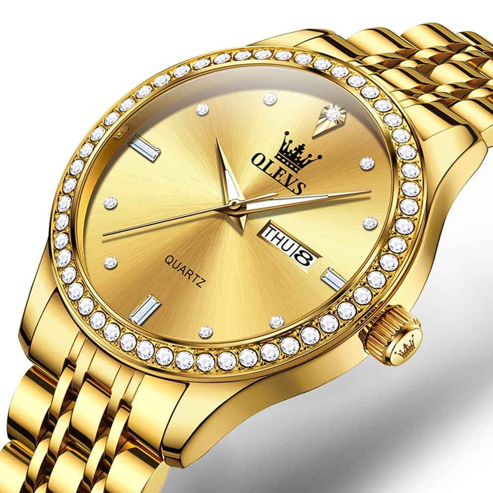 OLEVS 3625 – Men's Diamond Bezel Quartz Steel Watch