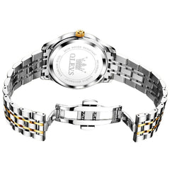 OLEVS 3625 Diamond Bezel Quartz Steel Watch for Men - All Gold Watch | Olevs Watch Store
