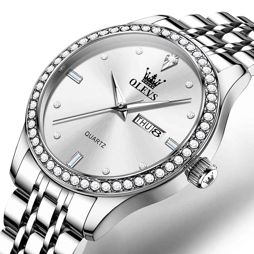 OLEVS 3625 – Men's Diamond Bezel Quartz Steel Watch