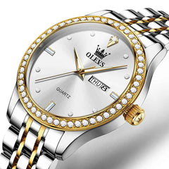 OLEVS 3625 – Men's Diamond Bezel Quartz Steel Watch