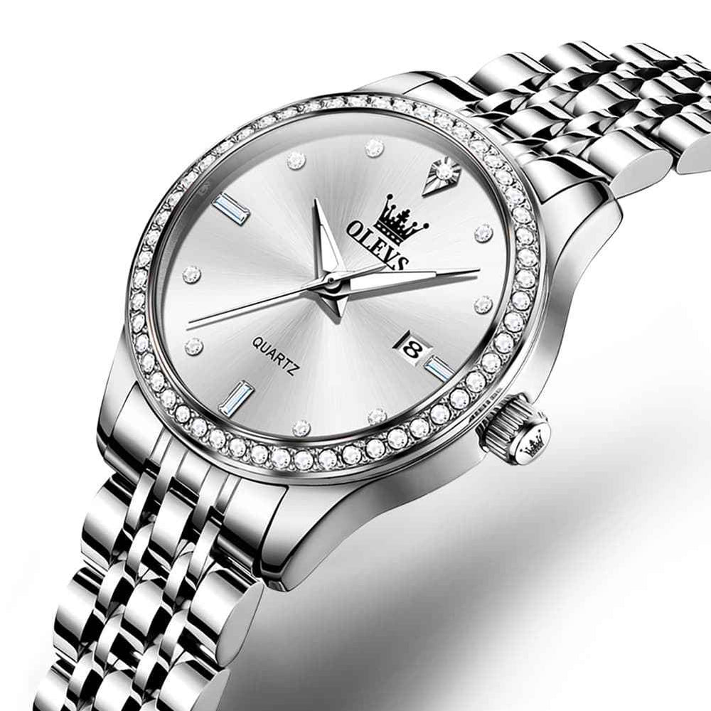 OLEVS 3625 – Women's Diamond Bezel Quartz Steel Watch