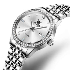 OLEVS 3625 – Women's Diamond Bezel Quartz Steel Watch