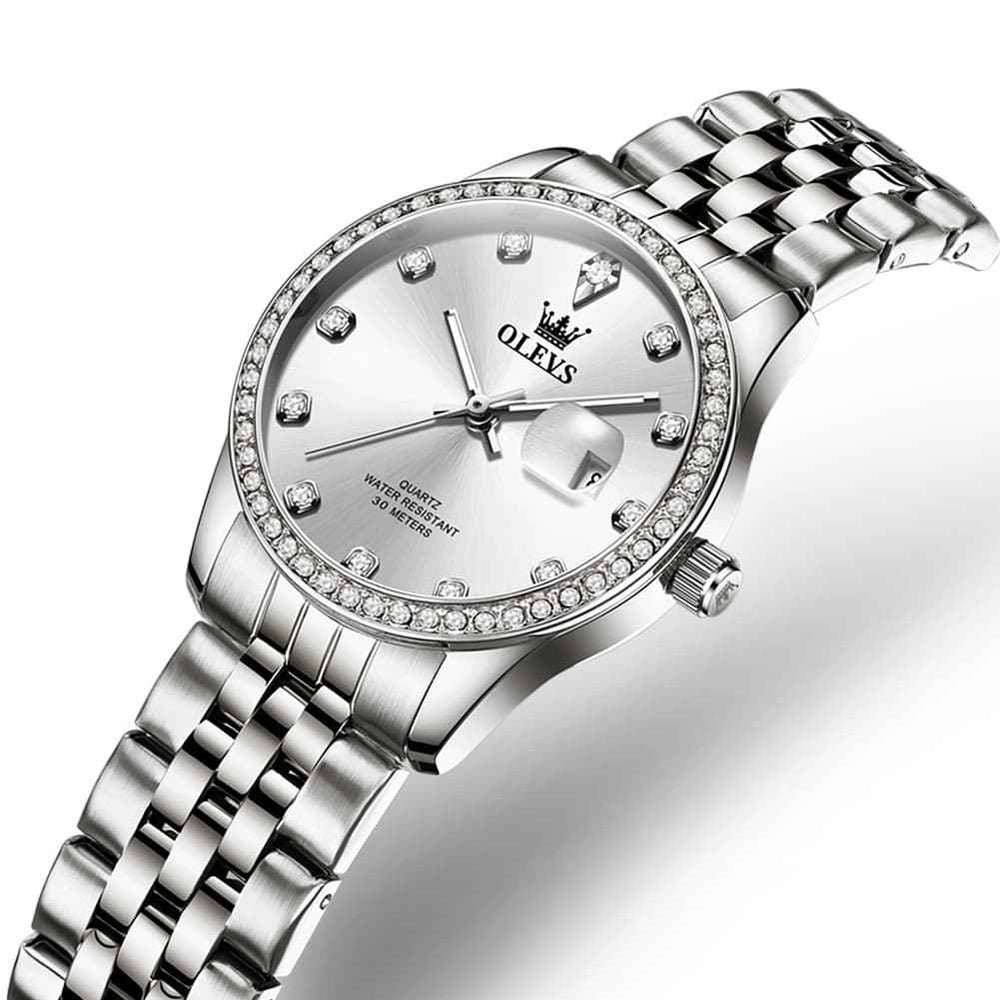 OLEVS 3629NN – Women's Diamond Bezel Quartz Steel Watch