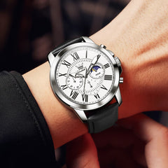 OLEVS 3632 Large Dial Multifunction Quartz Watch for Men - Silver White Watch | Olevs Watch Store