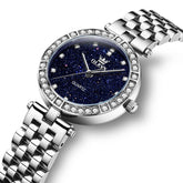 OLEVS 3641 Starry Sky Diamond Quartz Watch for Women - Silver Blue Watch | Olevs Watch Store