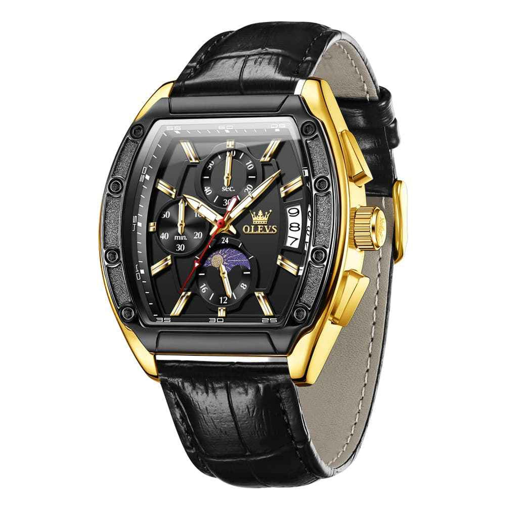 OLEVS 3661 – Men's Tonneau Barrel Chronograph Moon Phase Tactical Watch