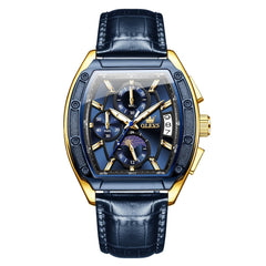 OLEVS 3661 Tonneau Barrel Chronograph Moon Phase Tactical Watch For Men - Steel All Black Watch | Olevs Watch Store