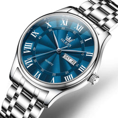 OLEVS 3663 Rosebud Roman Dial Day Date Quartz Watch For Men