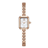 OLEVS 3665 Rectangular Mother of Pearl Jewelry Bracelet Watch For Women - Rose White Watch | Olevs Watch Store