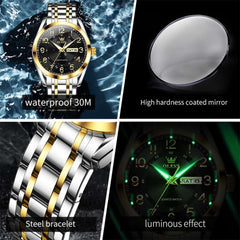 OLEVS 3666 Quartz Luminous Stainless Steel Watch For Men