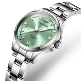OLEVS 3668 Quartz Pastel Stainless Steel Watch For Women - Mint Green Watch | Olevs Watch Store