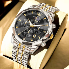 OLEVS 3673 Quartz 3D Rhombic Mirror Chronograph Watch For Men