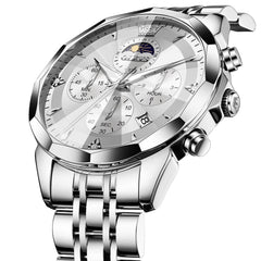 OLEVS 3673 Quartz 3D Rhombic Mirror Chronograph Watch For Men - All Black Watch | Olevs Watch Store