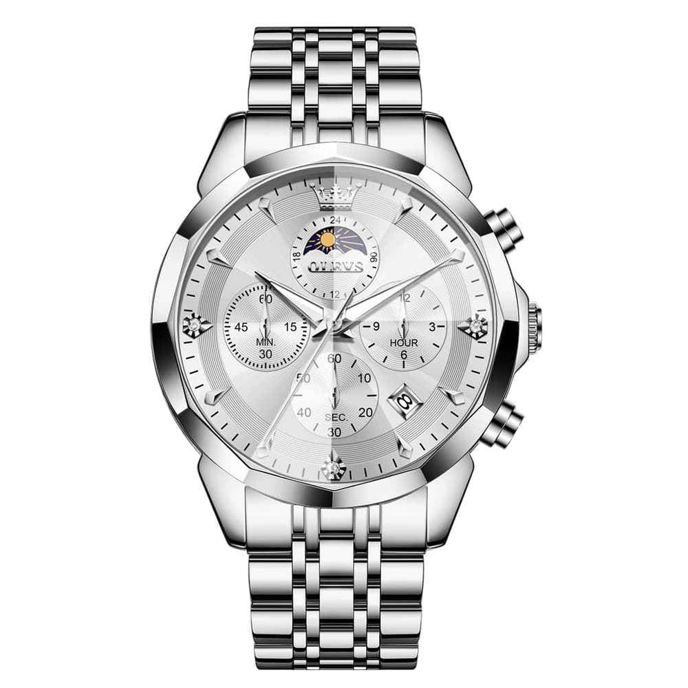 OLEVS 3673 – Men's Quartz 3D Rhombic Mirror Chronograph Watch