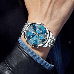 OLEVS 3675 Quartz 3D Rhombic Roman Chronograph Watch For Men