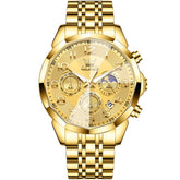 OLEVS 3676 Quartz 3D Rhombic Chronograph Watch For Men - All Gold Watch | Olevs Watch Store