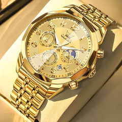 OLEVS 3676 Quartz 3D Rhombic Chronograph Watch For Men