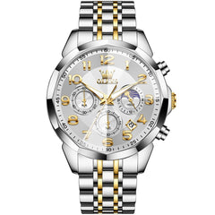OLEVS 3676 Quartz 3D Rhombic Chronograph Watch For Men - Two-tone white Watch | Olevs Watch Store