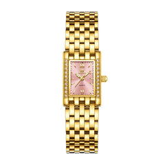 OLEVS 3700 Petite Rectangle Crystal Womens Watch Stainless Steel - Gold Green Watch | Olevs Watch Store