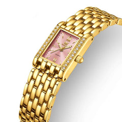 OLEVS 3700 – Petite Rectangle Crystal Womens Watch Stainless Steel