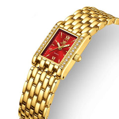 OLEVS 3700 – Petite Rectangle Crystal Womens Watch Stainless Steel