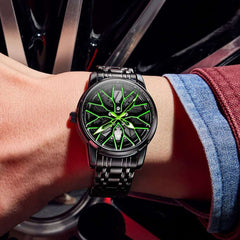 OLEVS 3701 Racing Wheel Openwork Sport Mens Quartz Watch