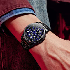 OLEVS 3701 Racing Wheel Openwork Sport Mens Quartz Watch