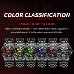 OLEVS 3701 Racing Wheel Openwork Sport Mens Quartz Watch - Mechanical Silver Watch | Olevs Watch Store