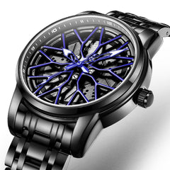 OLEVS 3701 Racing Wheel Openwork Sport Mens Quartz Watch - Mechanical Silver Watch | Olevs Watch Store