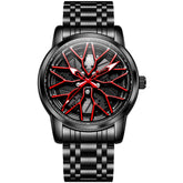 OLEVS 3701 Racing Wheel Openwork Sport Mens Quartz Watch - Phantom Red Watch | Olevs Watch Store