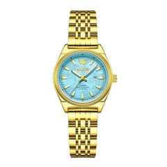 OLEVS 3703 – Elegant Textured Dial Stainless Steel Womens Watch