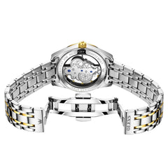 OLEVS 3725 Skeleton Luminous Quartz Watch for Men - Gold Watch | Olevs Watch Store