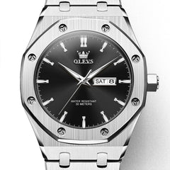 OLEVS 3726 Octagonal Luminous Quartz Watch for Men - Silver Grey Watch | Olevs Watch Store