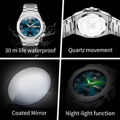 OLEVS 3727 Geometric Luminous Quartz Watch for Men - Gold Watch | Olevs Watch Store