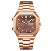 OLEVS 3731 – Men's Square Ribbed Dial Luminous Quartz Watch