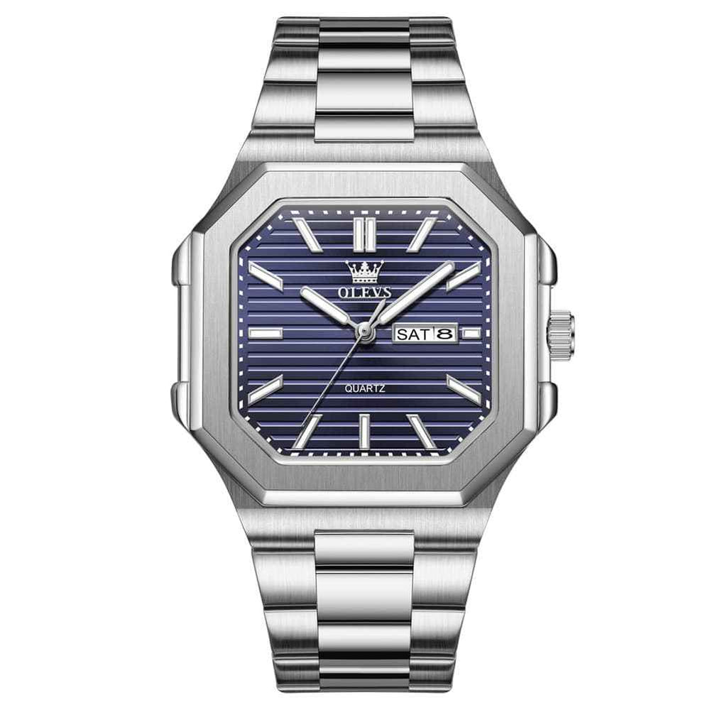 OLEVS 3731 – Men's Square Ribbed Dial Luminous Quartz Watch
