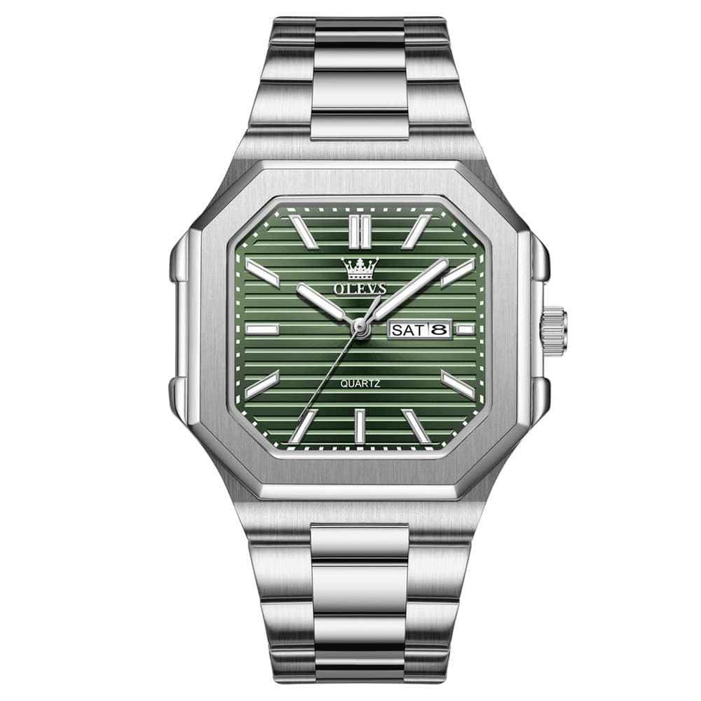 OLEVS 3731 – Men's Square Ribbed Dial Luminous Quartz Watch