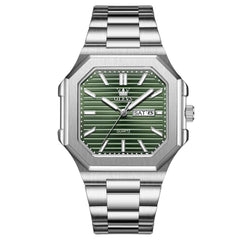 OLEVS 3731 – Men's Square Ribbed Dial Luminous Quartz Watch