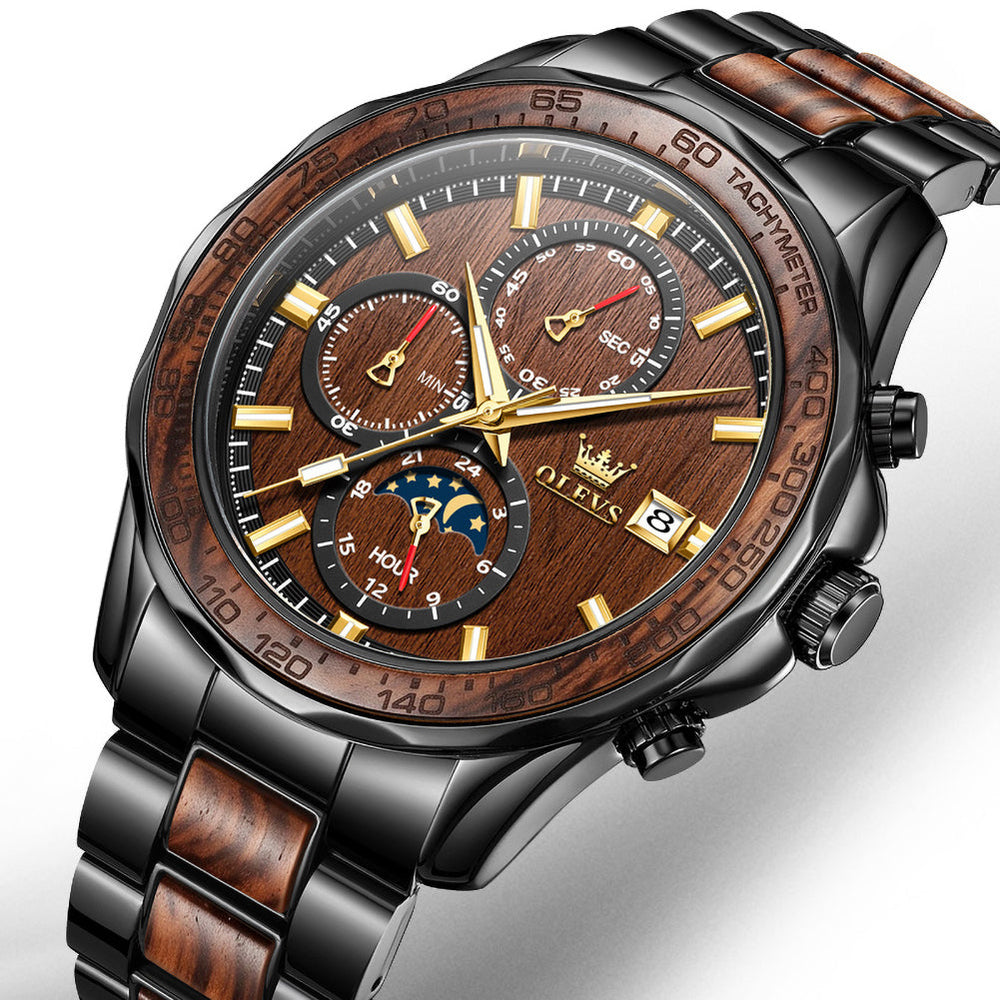 Rosewood Brown dial close-up - OLEVS 3750