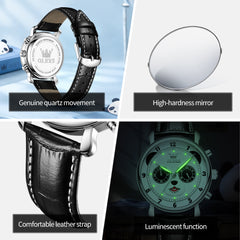 quartz chronograph watch side view - OLEVS 3753