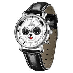 white panda dial chronograph watch front view - OLEVS 3753