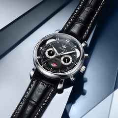 white dial quartz chronograph detail - OLEVS 3753