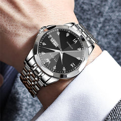 OLEVS 3D Diamond Cut Mirror Automatic Mechanical Watch 9982 Day Date for Men - All Gold Watch | Olevs Watch Store