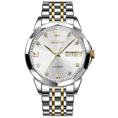 OLEVS 3D Diamond Cut Mirror Automatic Mechanical Watch 9982 Day Date for Men - All Gold Watch | Olevs Watch Store