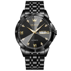 OLEVS 3D Diamond Cut Mirror Automatic Mechanical Watch 9982 Day Date for Men - All Gold Watch | Olevs Watch Store