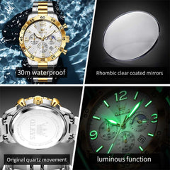 OLEVS 3D Rhombic Chronograph Quartz Watch for Men 3678