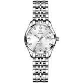 OLEVS 5649 Diamond Starry Dial Quartz Watch Calendar Stainless Steel Bracelet Timeless Timepiece for Women -Olevs Watch Store