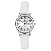 OLEVS 5662 Petite Vintage Quartz Watch Day Date Leather Strap Elegant Dress Timepiece for Women - Olevs Watch Store