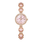 OLEVS 5669 Pearl Bracelet Watch Zircon Bezel Quartz Jewelry Timepiece for Women - Rose Gold Pink Watch | Olevs Watch Store
